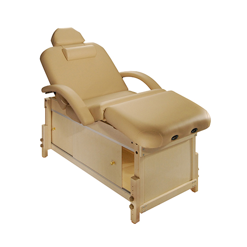 Kaiser Deluxe Wooden Salon Furniture Massage Table With Cabinet Backrest Side Armrest